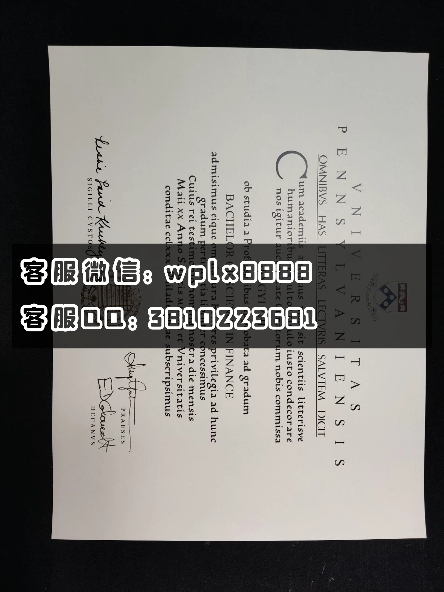 美国宾夕法尼亚大学毕业证  成品Fengyi Zhu-C