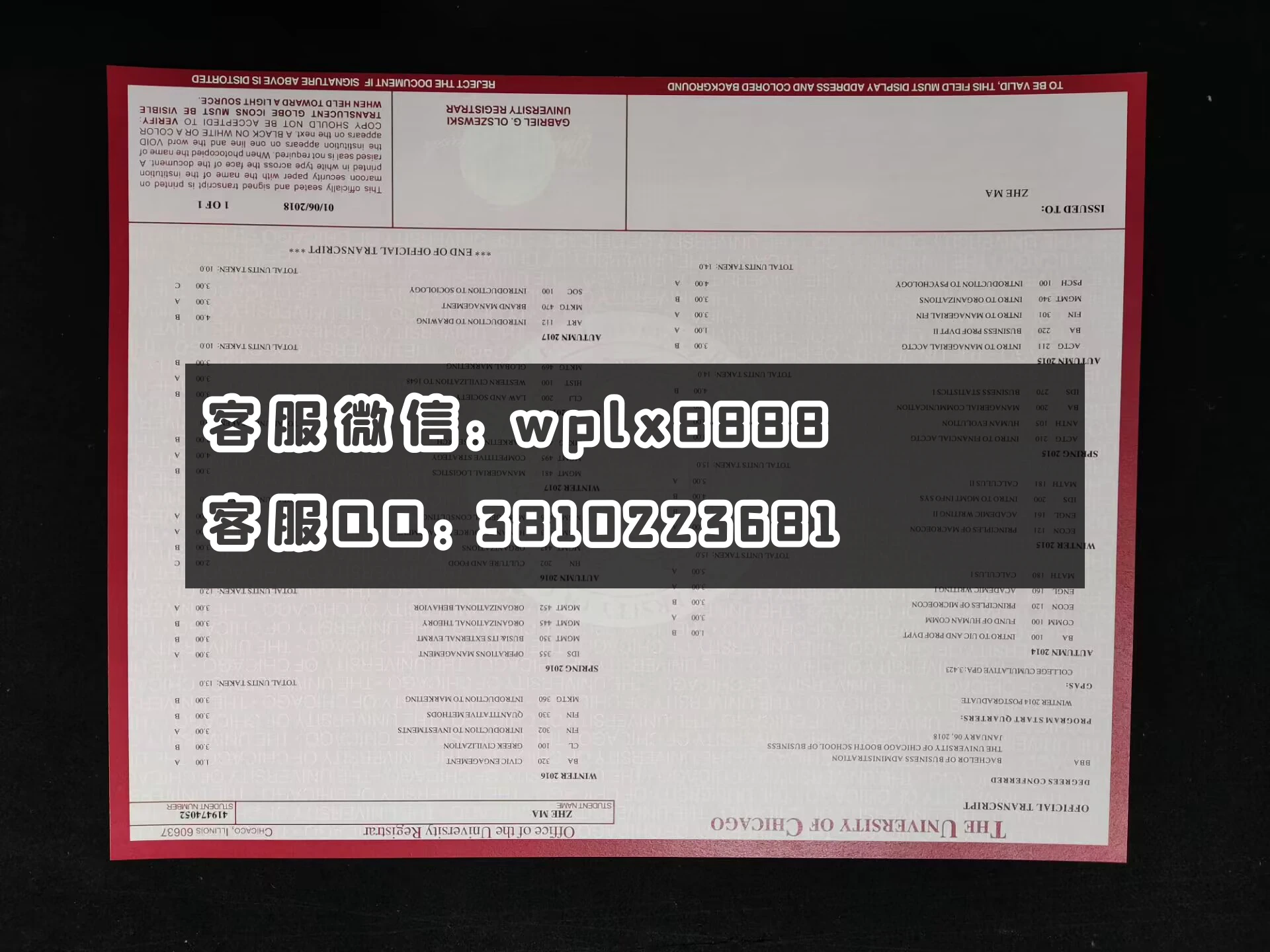 美国芝加哥大学成绩单 视频 Zhe Ma-T