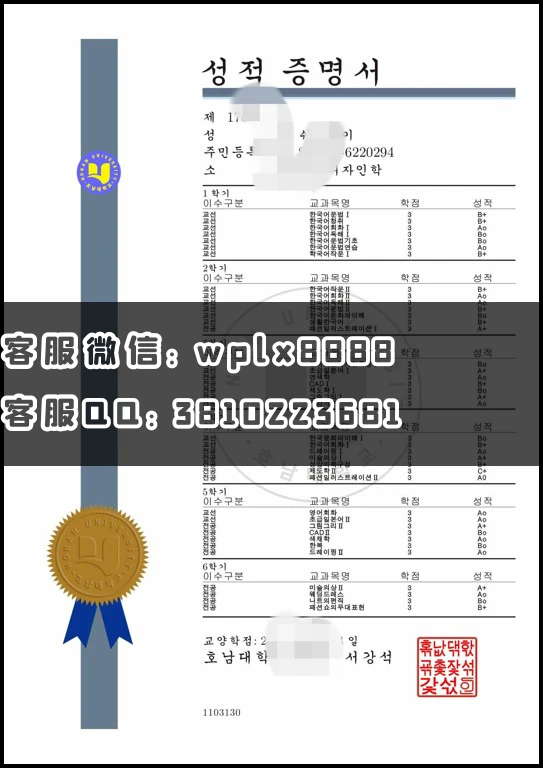 韩国湖南大学成绩单_副本 - 副本