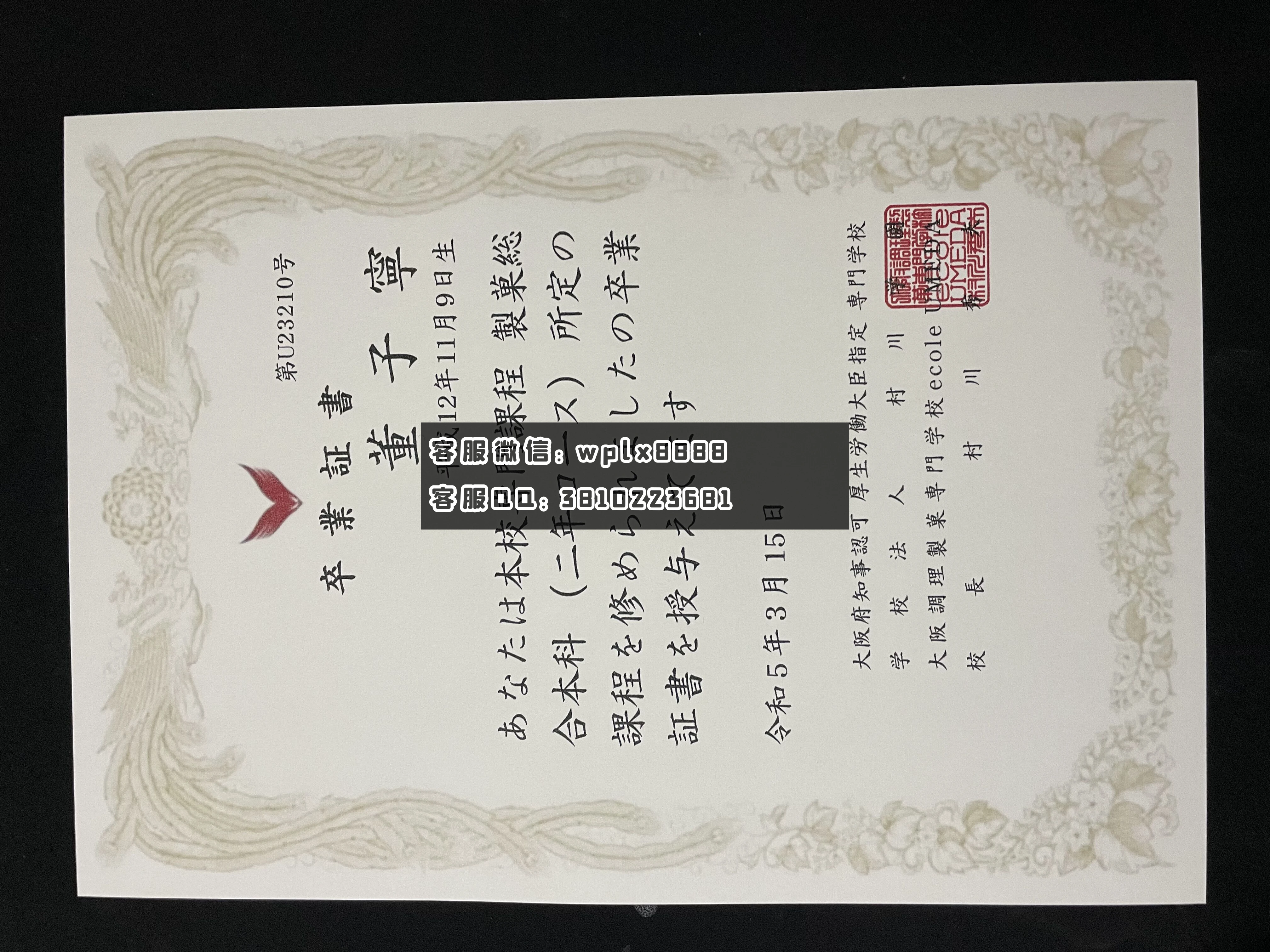 日本专门学校毕业证 成品