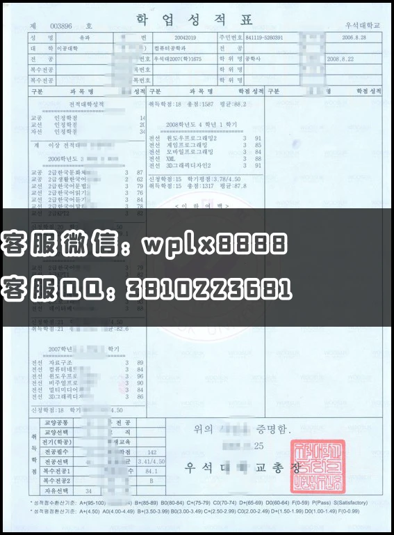 韩国汉阳大学原版成绩单_副本 - 副本