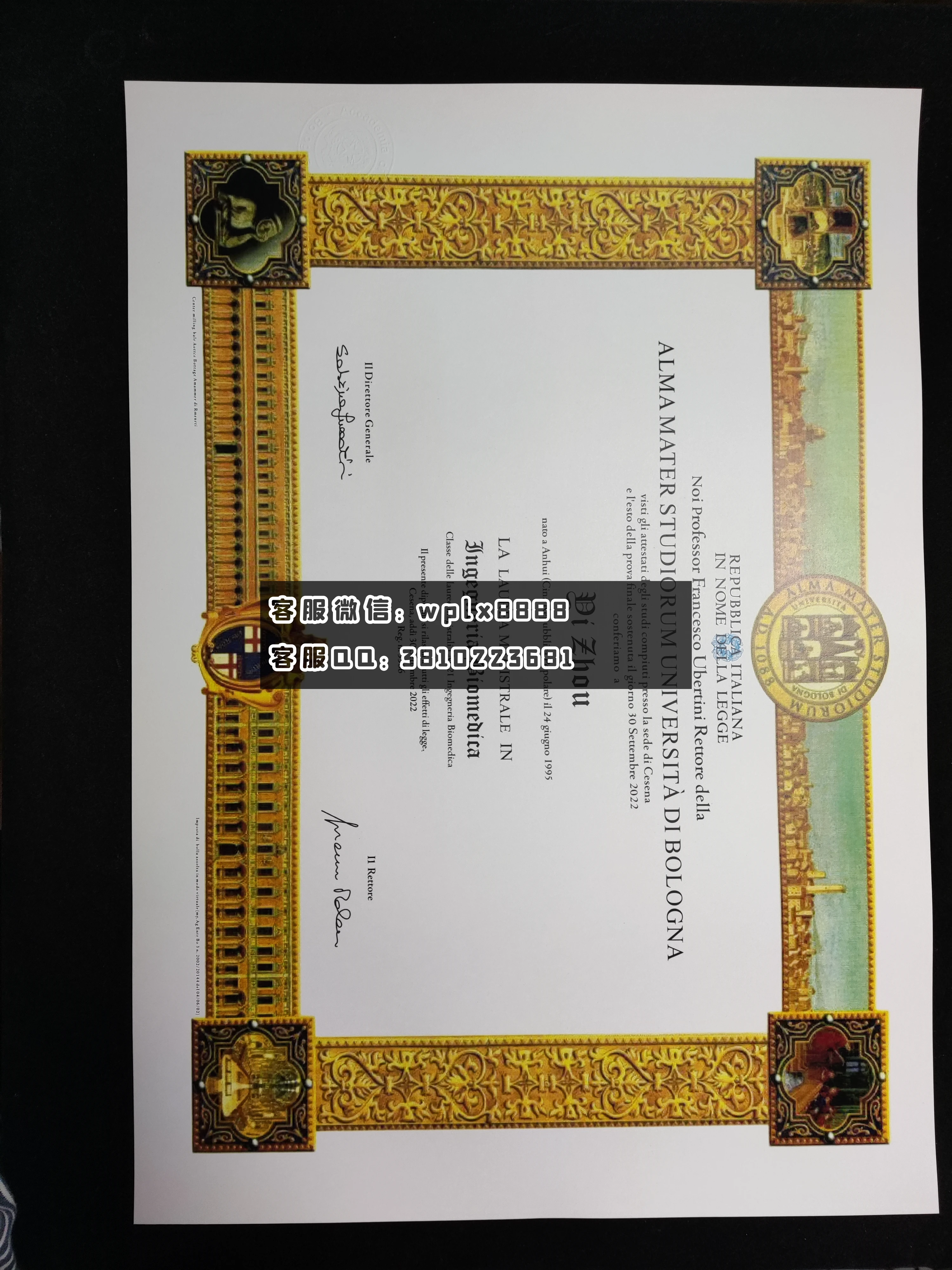 意大利博洛尼亚大学毕业证 成品