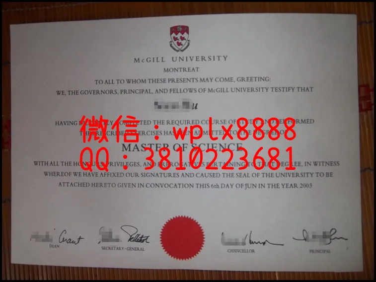 麦吉尔大学毕业证_副本