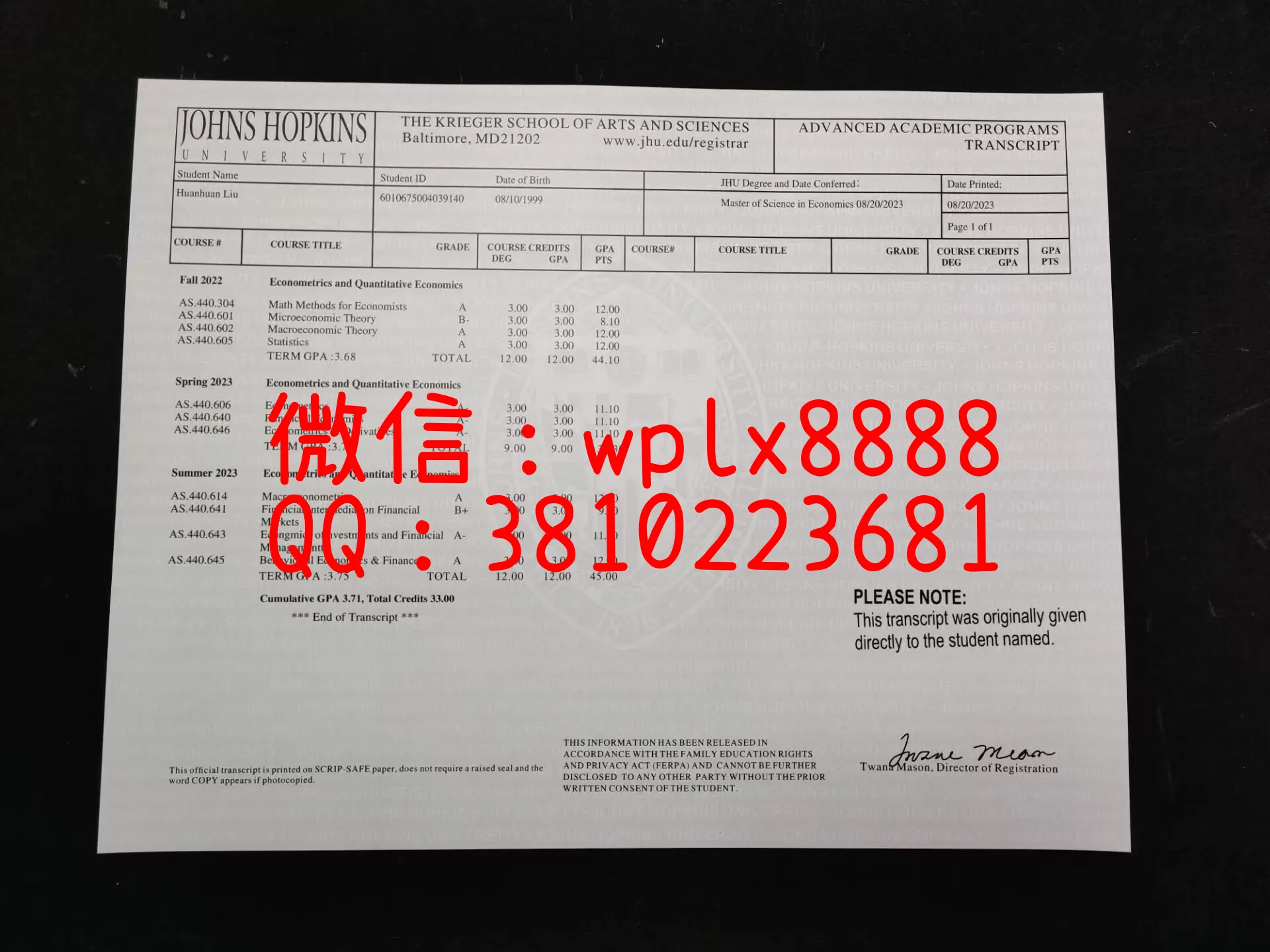 约翰霍普金斯大学成绩单-成品iu-hanhan-C
