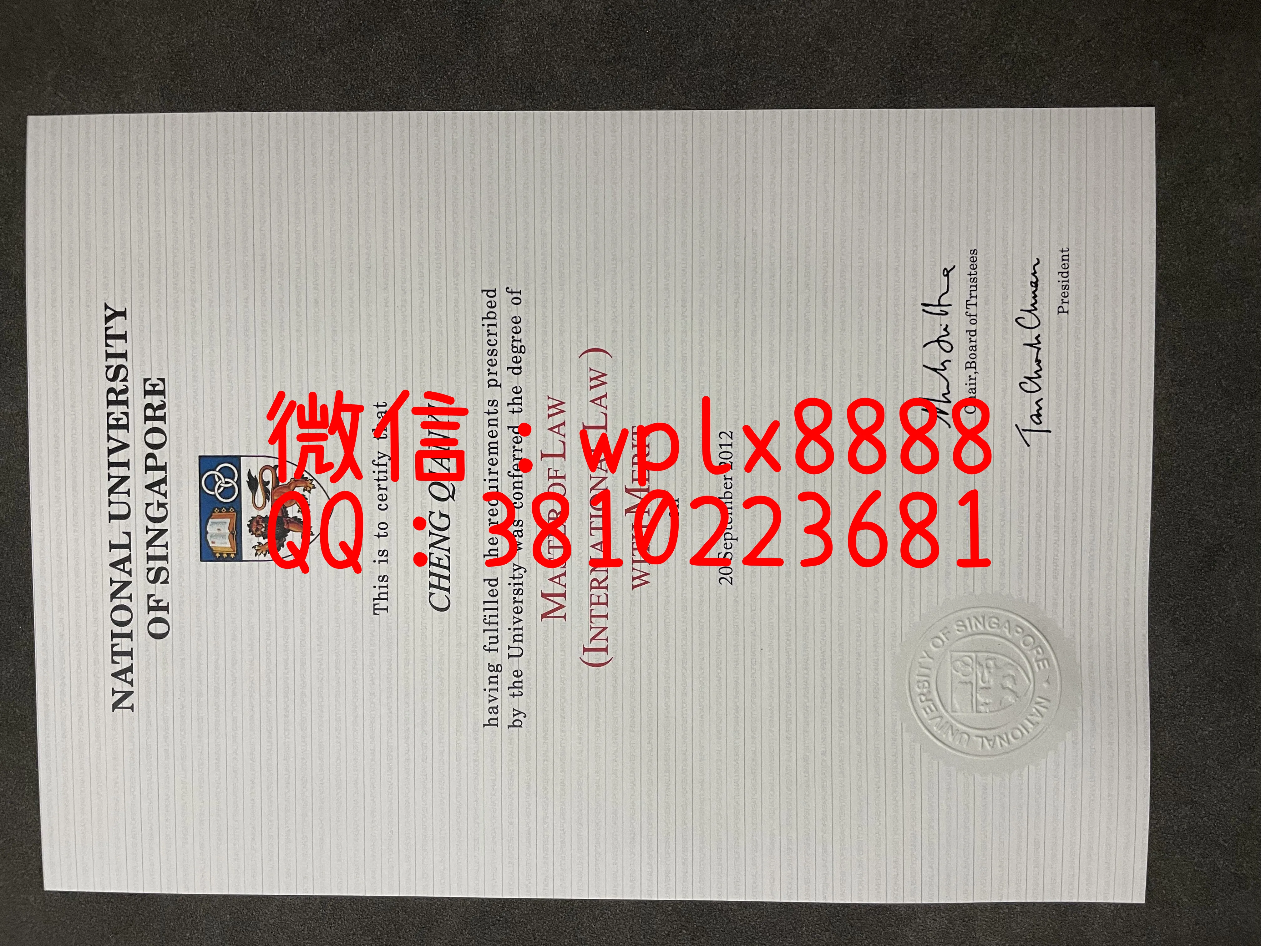 新加坡国立大学毕业证-成品-qianqianyi