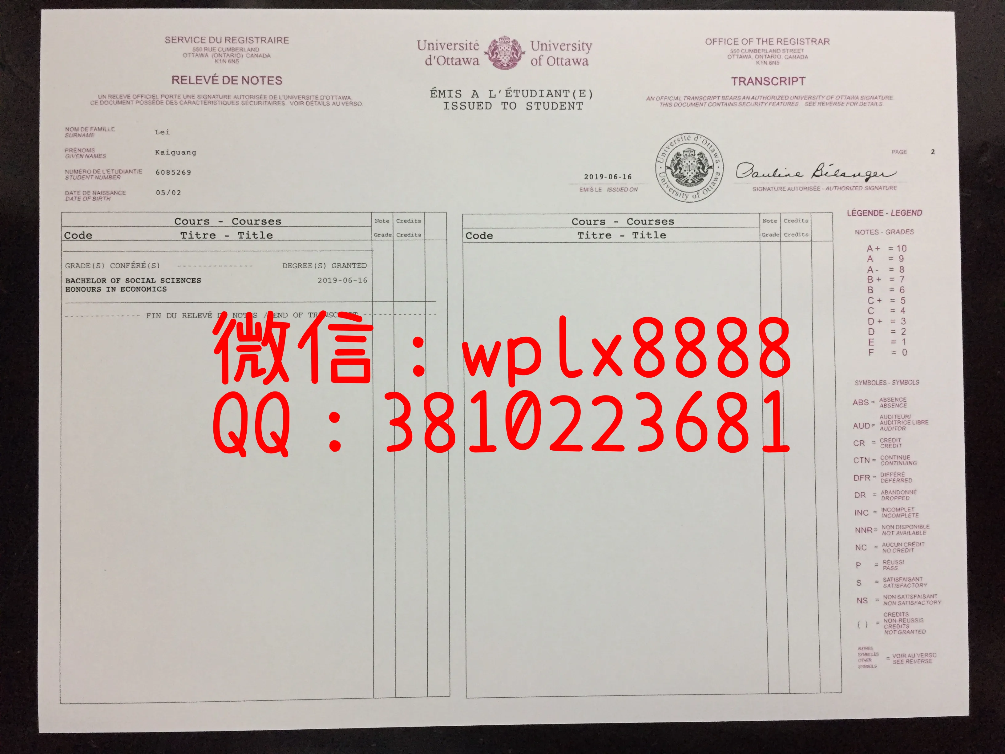 渥太华大学成绩单-(1)