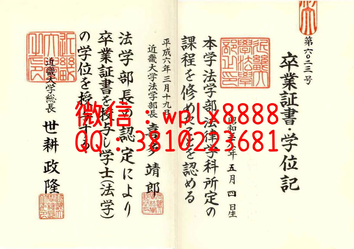 日本：近畿大学文凭样本