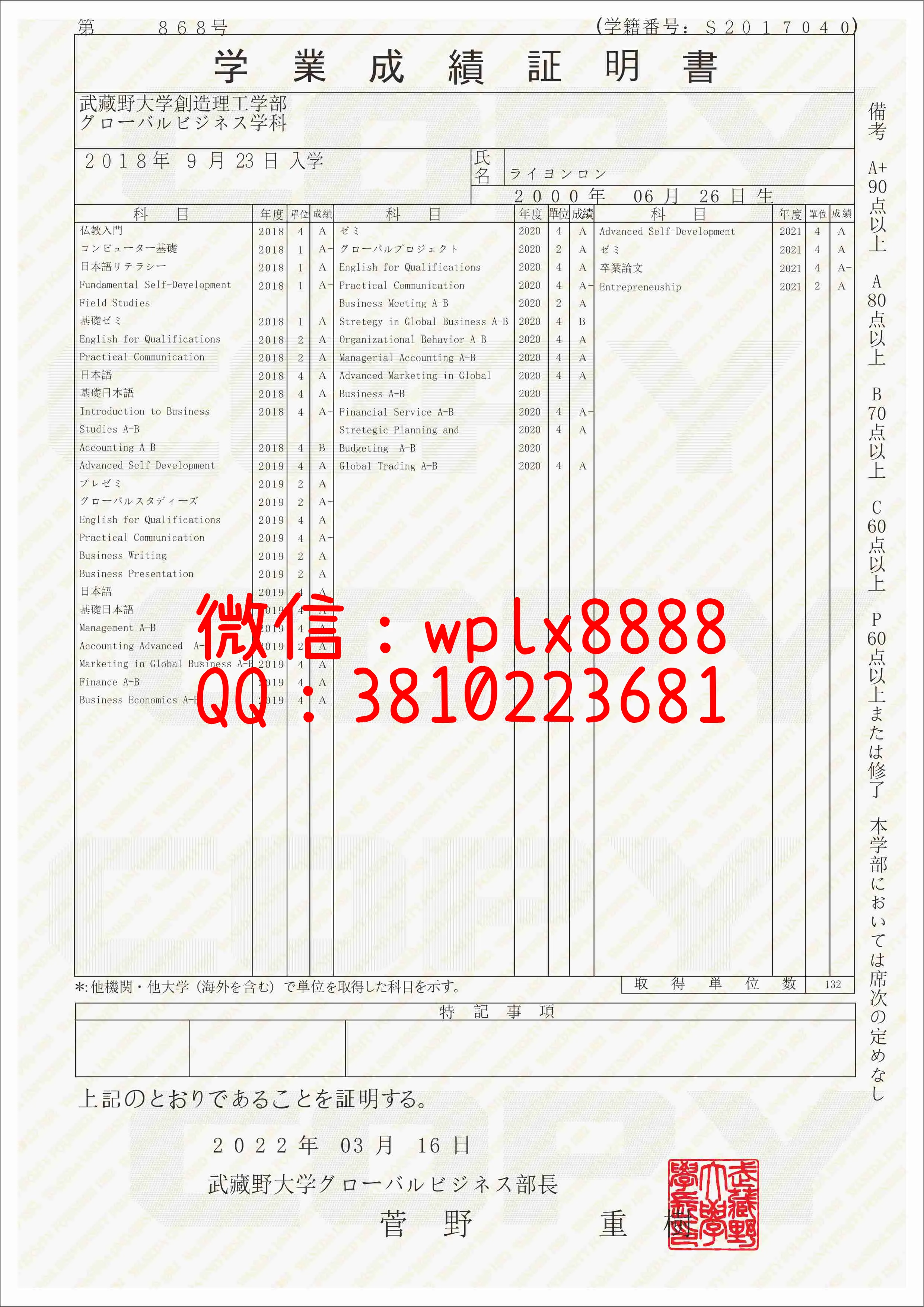 武书野大学-成绩单-T(2)