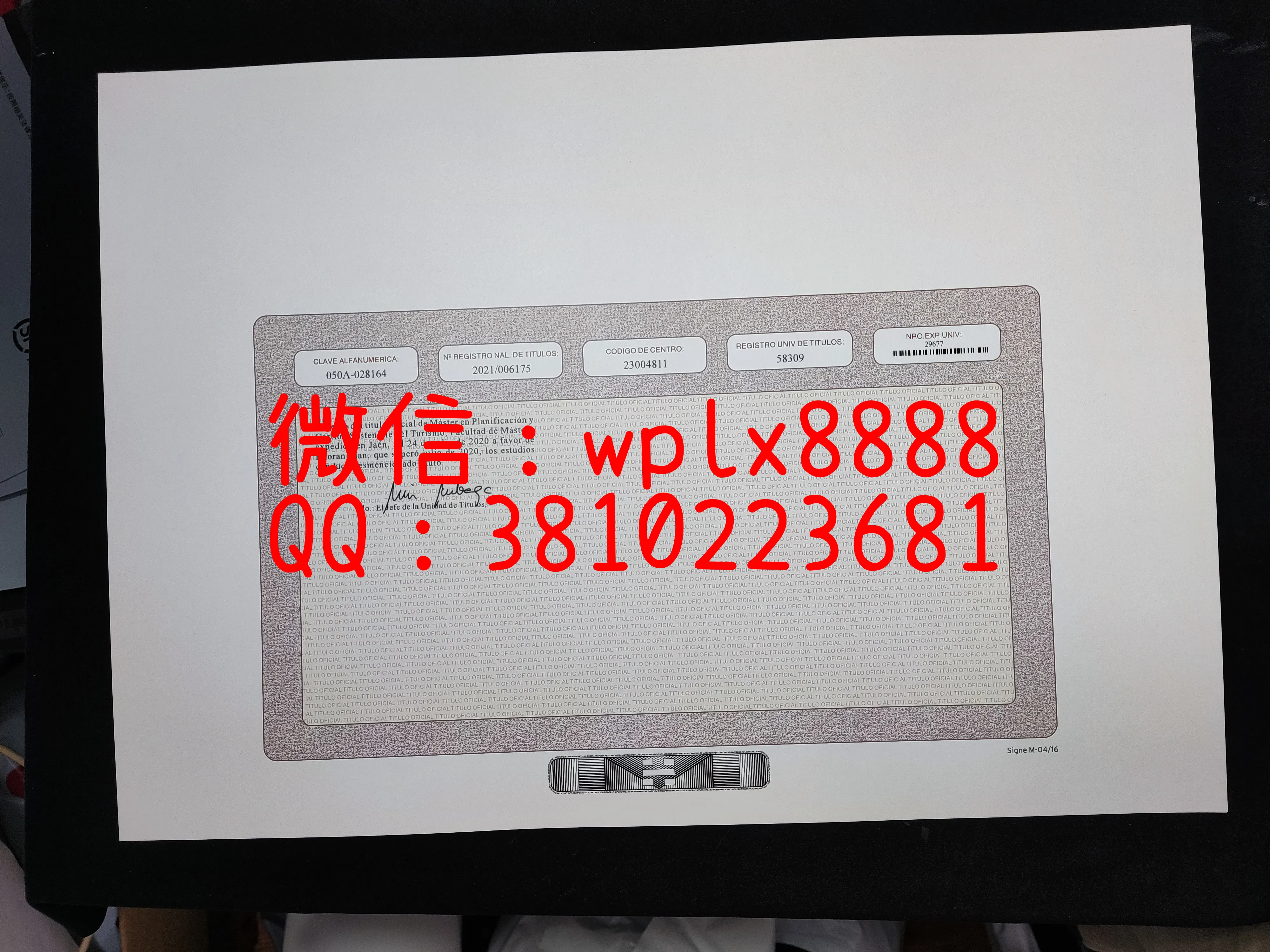 西班牙哈恩大学毕业证-背面