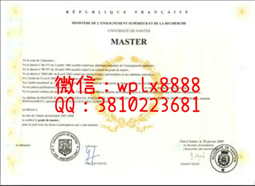 法国南特大学毕业证