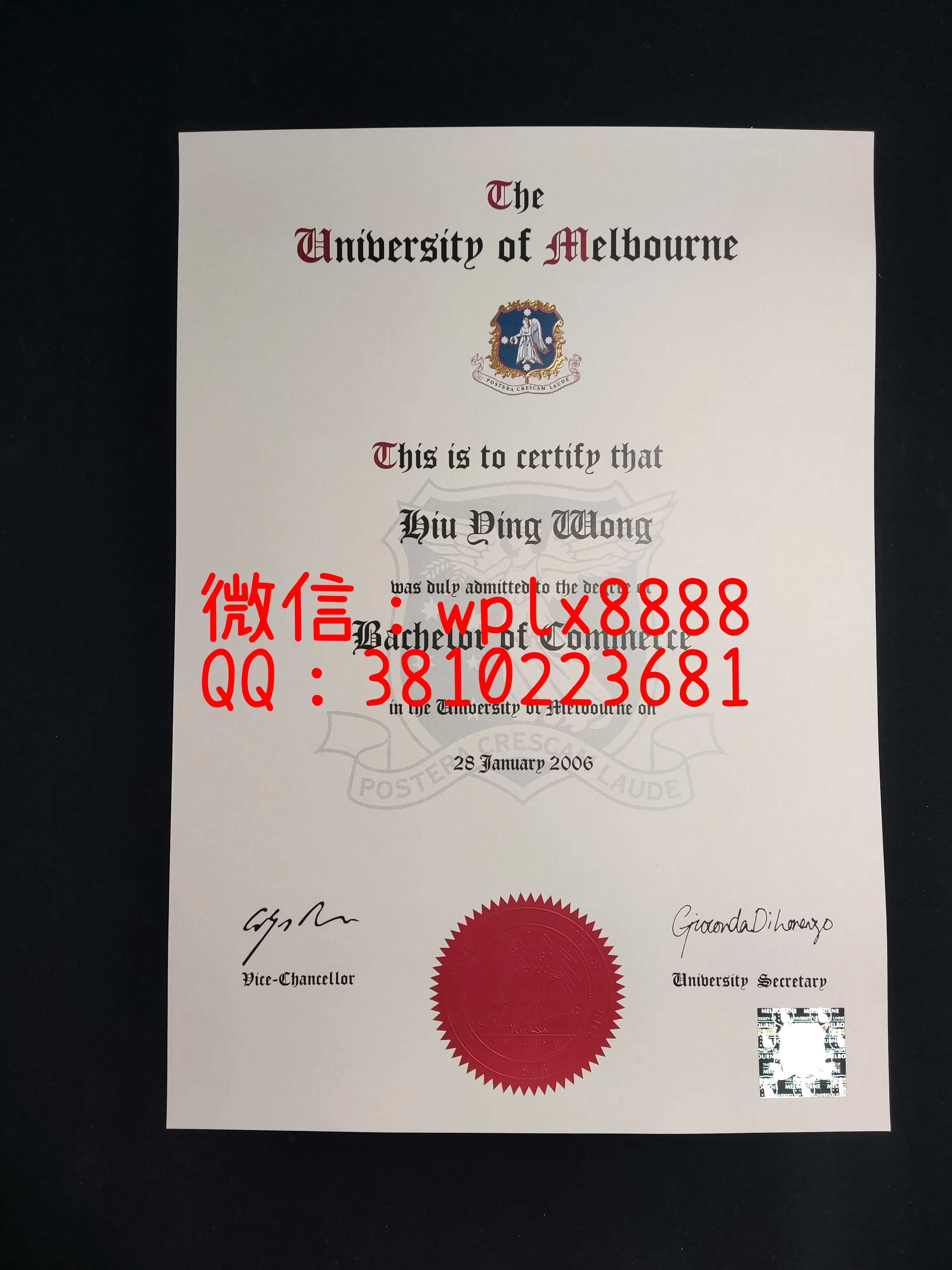 澳洲墨尔本大学毕业证-成品-0928