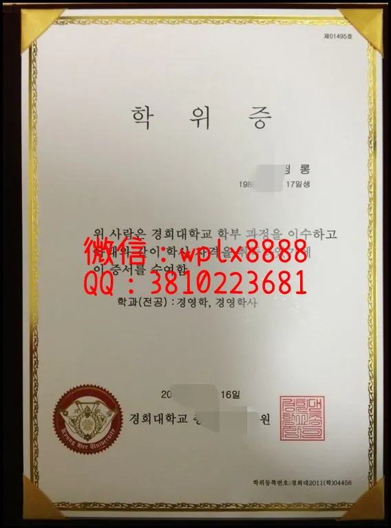 庆熙大学原版毕业证样本_副本