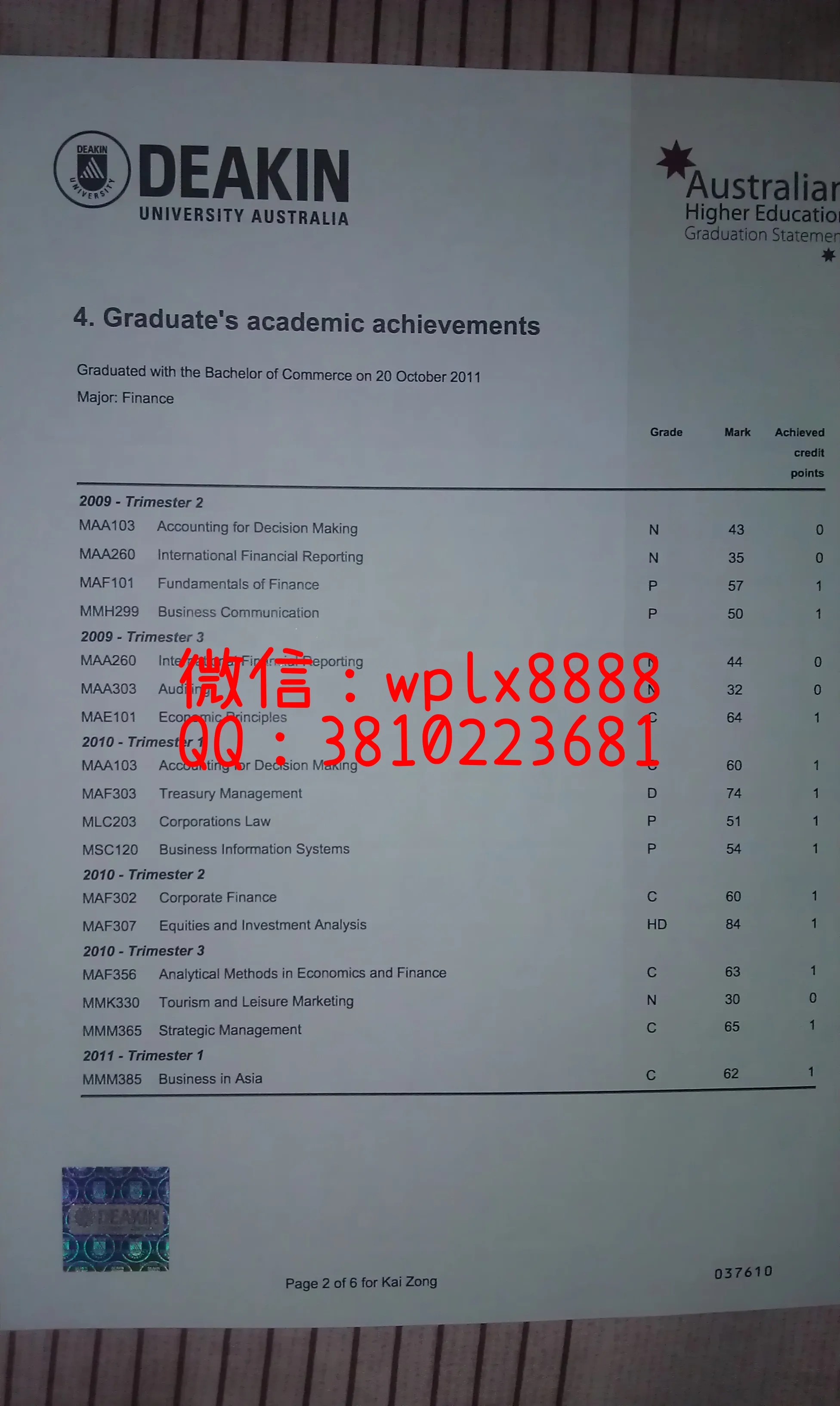 迪肯新版成绩单