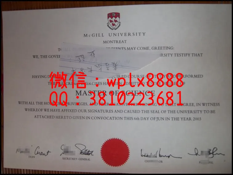 加拿大麦吉尔大学毕业证_副本