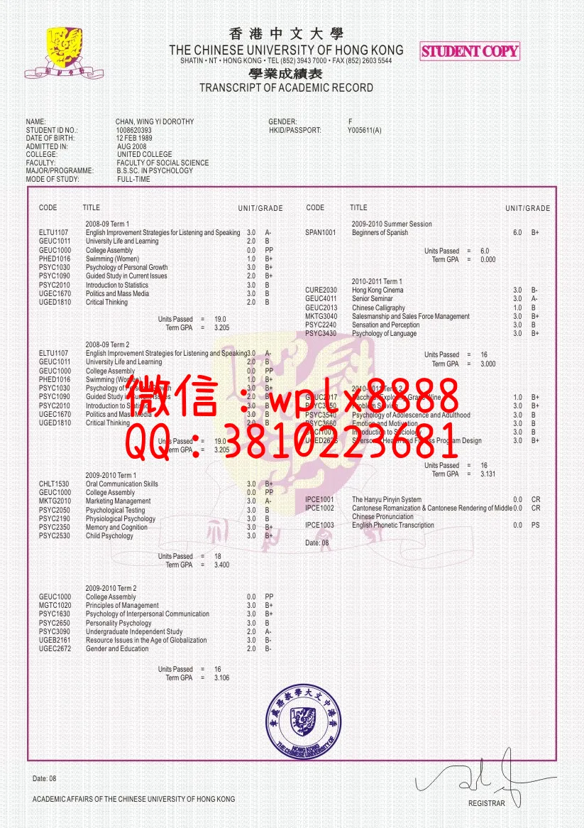 香港中文大学成绩单(2)