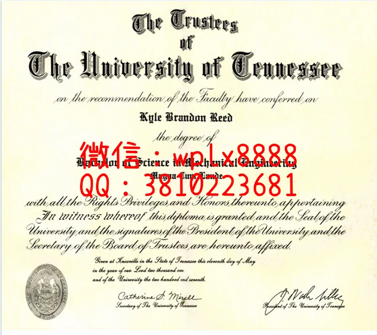 田纳西大学毕业证样本
