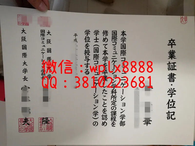 大阪国际大学毕业证书样本