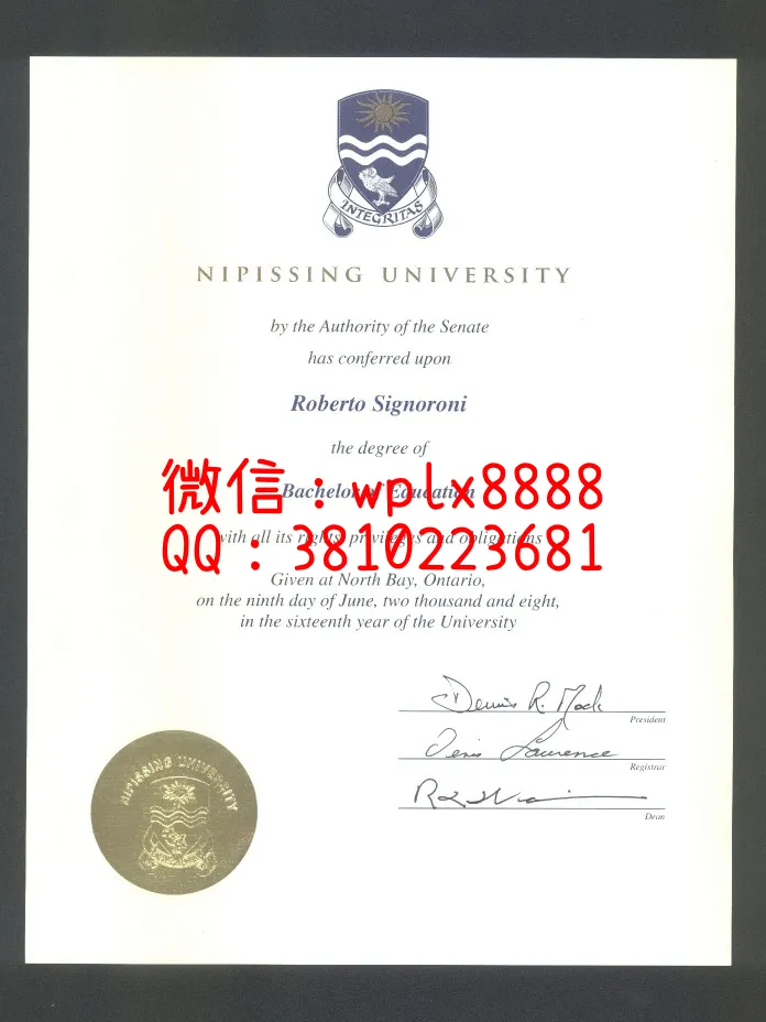 尼皮辛大学毕业证样本