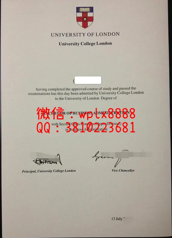 伦敦大学学院老版毕业证书