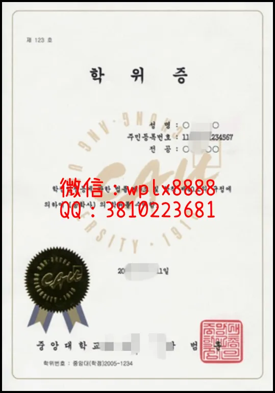 韩国中央大学毕业证1122_副本