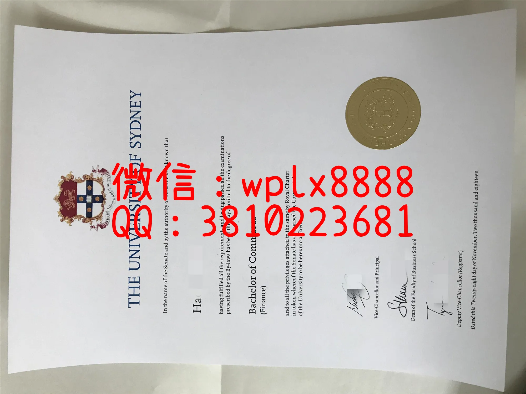 悉尼大学毕业证实拍展示