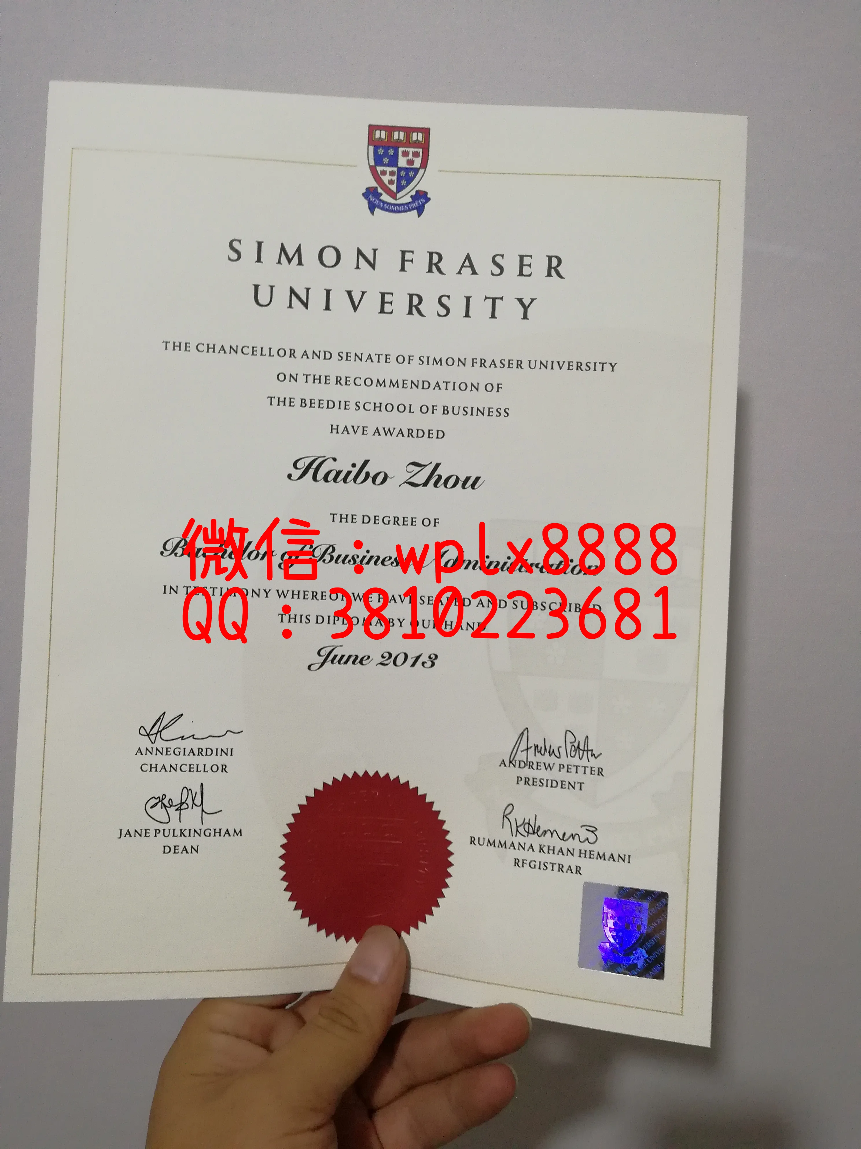 加拿大西蒙菲莎大学毕业证-(2)