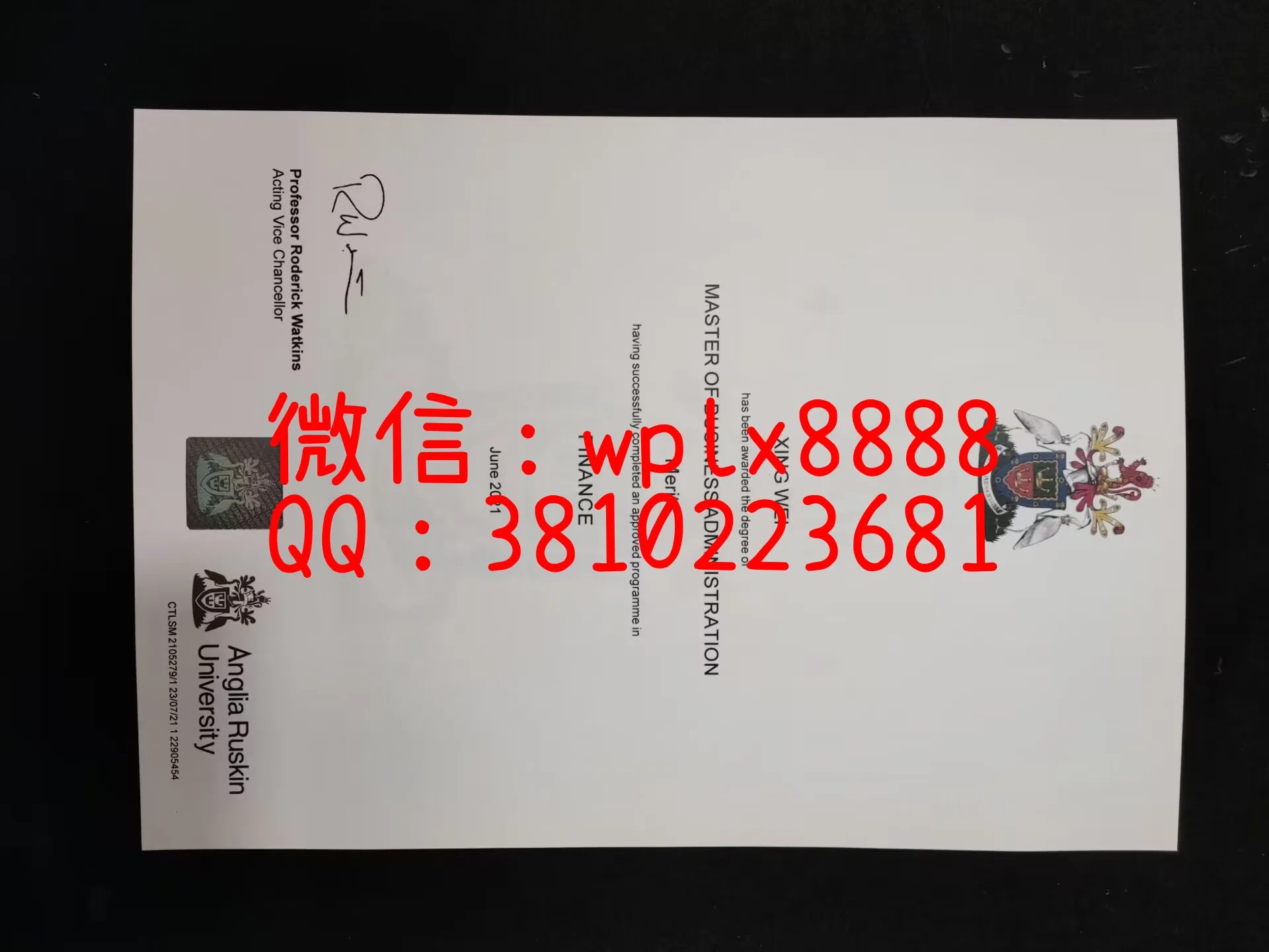 英国安格利亚鲁斯金大学毕业证-成品Wei-Xing-C(3)