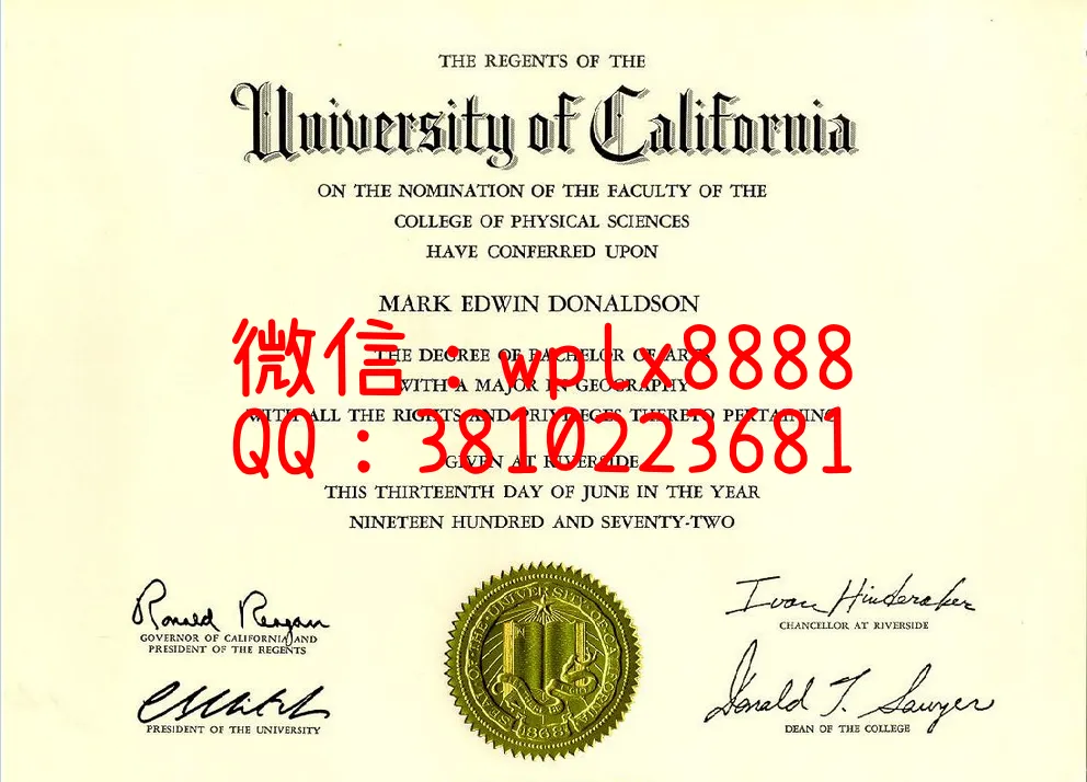 加州大学里弗赛德分校毕业证