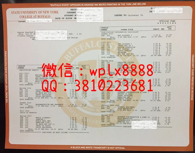 纽约州立大学布法罗分校成绩单